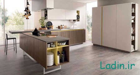 مدل آشپزخانه به رنگ سفید و طرح چوب,دکوراسیون ساده آشپزخانه