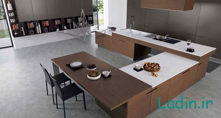 کابینت آشپزخانه به رنگ سفید, طراحی آشپزخانه با طرح چوب و رنگ سفید