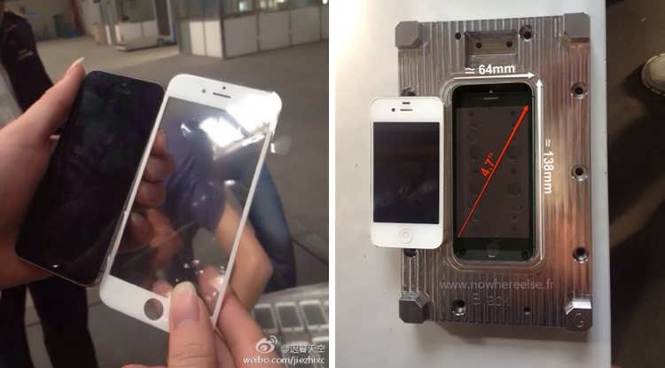 تصویر منتشر شده از قاب آیفون 6 و مقایسه با 5s توسط سایت Weibo