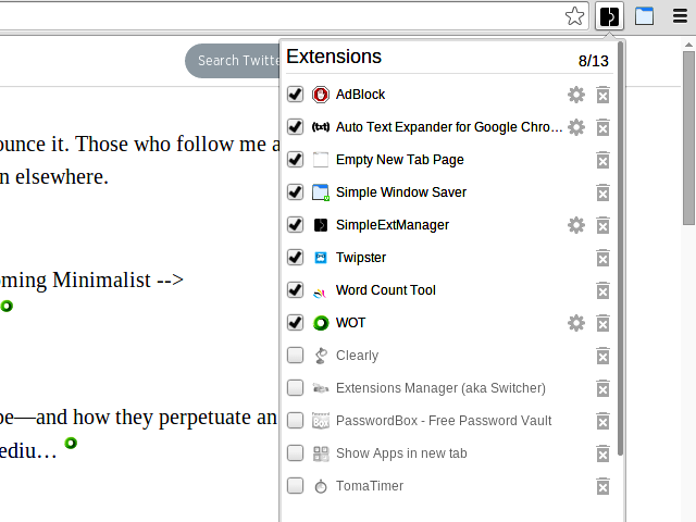 simple ext manager chrome extension