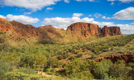 Rugged red cliffs at Trephina Gorge, East MacDonnell Ranges, Northern Territory